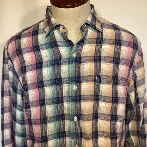 Tommy Bahama Men’s Linen Long Sleeve Button Down Plaid Shirt Size large - Picture 2 of 13